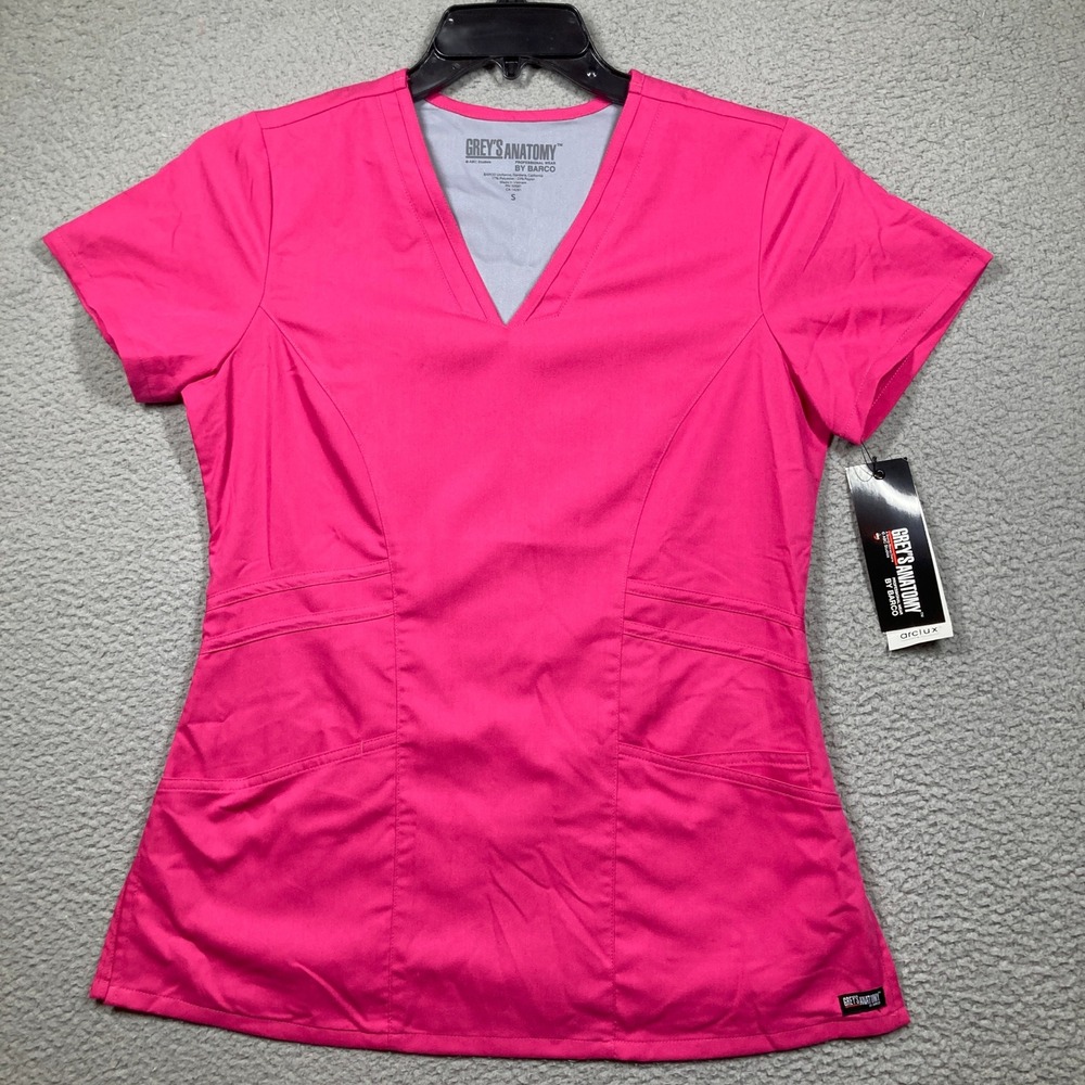 Grey's Anatomy Scrub Top Women S Pink 41452 Raspberry Tart Princess‎ V-Neck